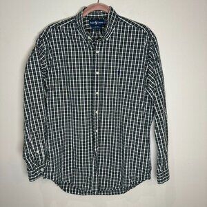 Polo Ralph Lauren Blake Plaid Polo SIze Medium One Pocket Cotton Green Blue